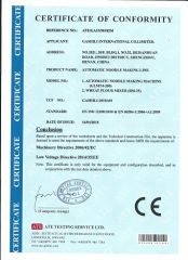 CE for noodle making machine certificate from Zhengzhou Gashili Machinery Co., Ltd.