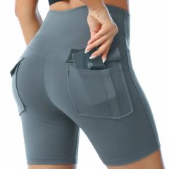 Womens Quick-Dry Yoga Shorts Sports Fitness Running Pants with Pockets - Image 1
