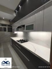 HDHMR Parallel Modular Kitchen Material HDHMR Appearance Modern Colour Brown, White Finish Type Polished Counter Height 32 - Image 2