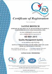 ISO 9001 certificate from Satinz Biotech