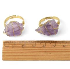 Handmade Winding Natural Stone Rough Stone Amethyst White Crystal Aquamarine Irregular Gemstone Finger Rings for Women - Image 6