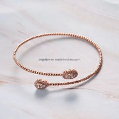Fashion Classic Design S925 Sterling Silver Rose Gold Plated CZ Chain Bangle - Image 5