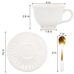 Exquisite Large Spoon New Design White Porcelain Tea Cups and Saucers - Image 4