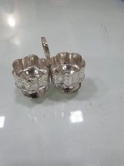 Silver Brass Roli Chawal Box, For Worship Brand SSRN Color Silver Finished Polished Number Of Compartment 2 Usage/Application - Image 1