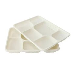 6 Compartments Compostable Disposable Cornstarch Tableware Lunch Takeout Box - Image 3