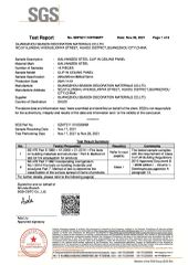 Fire tests certificate from Guangzhou Season Decoration Materials Co., Ltd.