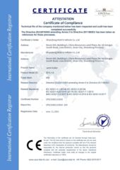 CE certificate from Shandong HUAYU Vehicle Co., Ltd.