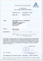 TUV certificate from Boyard Compressor Co., Ltd.