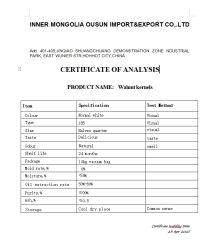 COA certificate from Inner Mongolia Ousun Import&Export Co, . Ltd