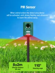 AOSION® Ultrasonic Solar Animal Repellent For Cat Bird Dog Fox AN-B030N-2 - Image 4