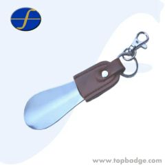 High Quality Genuine Leather Shoehorn Keychain Wholesale PU Leather Shoe Horn Key Holoder - Image 1
