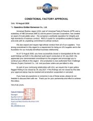 UVIVERSAL STUDIOS certificate of Quanzhou Golden Nonwoven Co., Ltd. – certificate photo, supplier certificates section