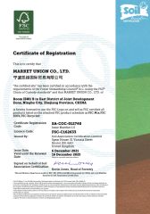 FSC certificate from MARKET UNION CO.,LTD.