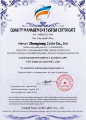ISO certificate from Zhengzhou Zoom Link Cable Co., Ltd.