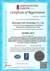 ISO9001 certificate of Shenyang Faith Technology Co., Ltd. – certificate photo, supplier certificates section