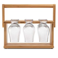 Bamboo Wine Glass Rack with Handle Countertop Party - Image 3
