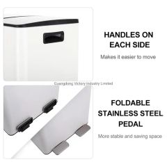 60L 2-Compartment Pedal Trash Can Stainless Steel Pedal Trash Can Foot Step Garbage Recycle Dustbin - Image 5