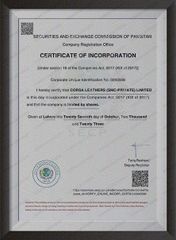 Incorporation Letter secp certificate from Corsa Leathers