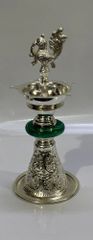 Aluminium Kerala Deep Color Silver Occasion Diwali Pack Size 1 Piece Lighting Type Oil Diya Shape Peacock Size/Diameter 26 - Image 1