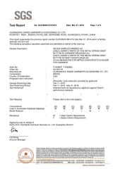 Lead & Nickle Test Report certificate from GUANGZHOU SAKES GARMENTS ACCESSORIES CO., LTD.