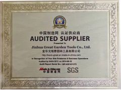 AUDITED SUPPLIER certificate from Jinhua Great Garden Tools Co., Ltd.