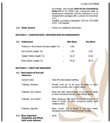 Material Safety Data Sheet certificate from Charcoalnesia