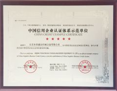 CHINA CREDIT EXAMPLE CERTIFICATE certificate from Beijing Y.C.T.D. Packaging Machinery Co., Ltd.