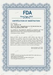 FDA Certification certificate from Infitek Co., Ltd.