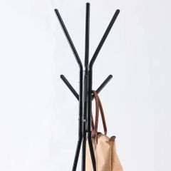 Durable Home Storage Triple-Sided Coat Tree Rack with Wooden Boards - Image 1