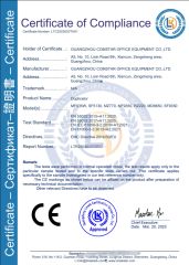 CE certificate from Guangzhou Comstar Office Equipment Co., Ltd.