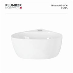 Cona Wall Hung Basin Color White Size 365 x 360 x 145mm Mount Type Wall Mounted Model Number PBW WHB 9116 Product Brand Plumber - Image 1