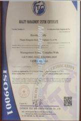 ISO9001 certificate from NINGBO HILSTAR ELECTRICAL APPLIANCE CO., LTD
