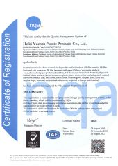 ISO13485 certificate from Hefei YuChen Plastic Products Co., Ltd.