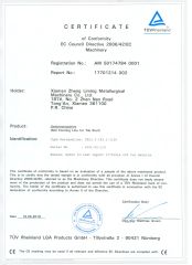 CE CERTIFICATE certificate from XIAMEN ZHENG LIMING METALLURGICAL MACHINERY CO., LTD.