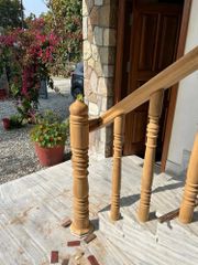 Bar Wooden Staircase Railings Usage Home Color Brwon Thickness 25mm Position Stairs Product Type Railings Safety Provides Reliable Hand Support And Prevents - Image 2