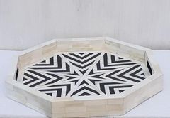 Bone Inlay serving Tray Finish Polished Pattern Geometric Color Black And White Craftsmanship Handcrafted Material Ethically Sourced Bone And - Image 1