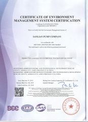 ISO14001 CERTIFICATE certificate from Sanlian Pump Company