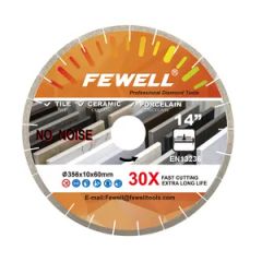 Silver Brazed 14inch 356*10*60mm Segmented Silent Diamond Saw Blade for Wet Cutting Porcelain Ceramic - Zhenjiang Fewell Tools Co., Ltd.