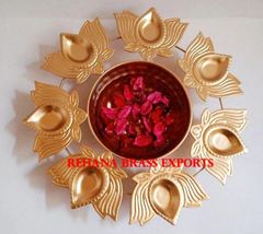 Brass Lotus Urli Shape Round Color Golden Diameter 14 INCH Depth 2 To 3 inch Design Lotus Shape Material Mild Steel Finish Antique - Image 7