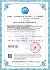ISO 9001 certificate from Chemequip New Material Ltd.