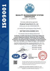 ISO 9001 certificate from Farady Electric Co., Ltd.