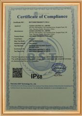 IP68-PAR56 certificate from Shenzhen Huaxia Lighting Co., Limited