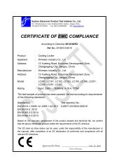 Cooling Locker EMC Certificate certificate from Winnsen Industry Co., Ltd.