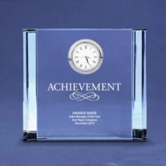 Medium Silver Accent Crystal Clock 4.5H Transparent 1Y Free Engraving Gift Box MOQ100 - Pujiang E-Thing Craft Co., Ltd.