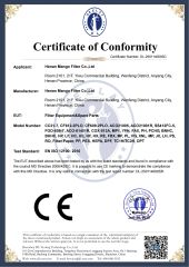 CE certificate certificate from Henan Mango Filter Co., Ltd.