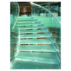 Glass Tread Spiral / Curved Staircase Round Spiral Stairs with Glass Railing - Image 4