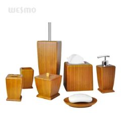 Square Bamboo Bath Accessory 7 Sets - Image 2