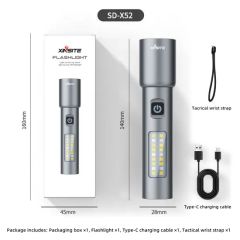 Multi-Function LED White Laser Flashlight Rechargeable Telescopic Zoom & Side Work Lights - Image 6