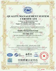 ISO9001 certificate from Ningbo V. K. Industry and Trading Co., Ltd.