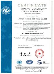 ISO9001 certificate of Changli Industry and Trade Co., Ltd. – certificate photo, supplier certificates section